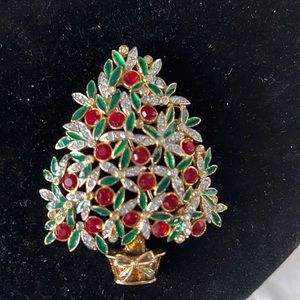 Pear tree Crystals Rhinestones brooch by Sphinx of England Christmas Brooch